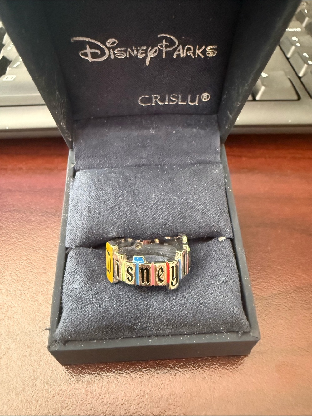 Crislu Disney Parks Multicolor 'Disney' Letter Ring size 7